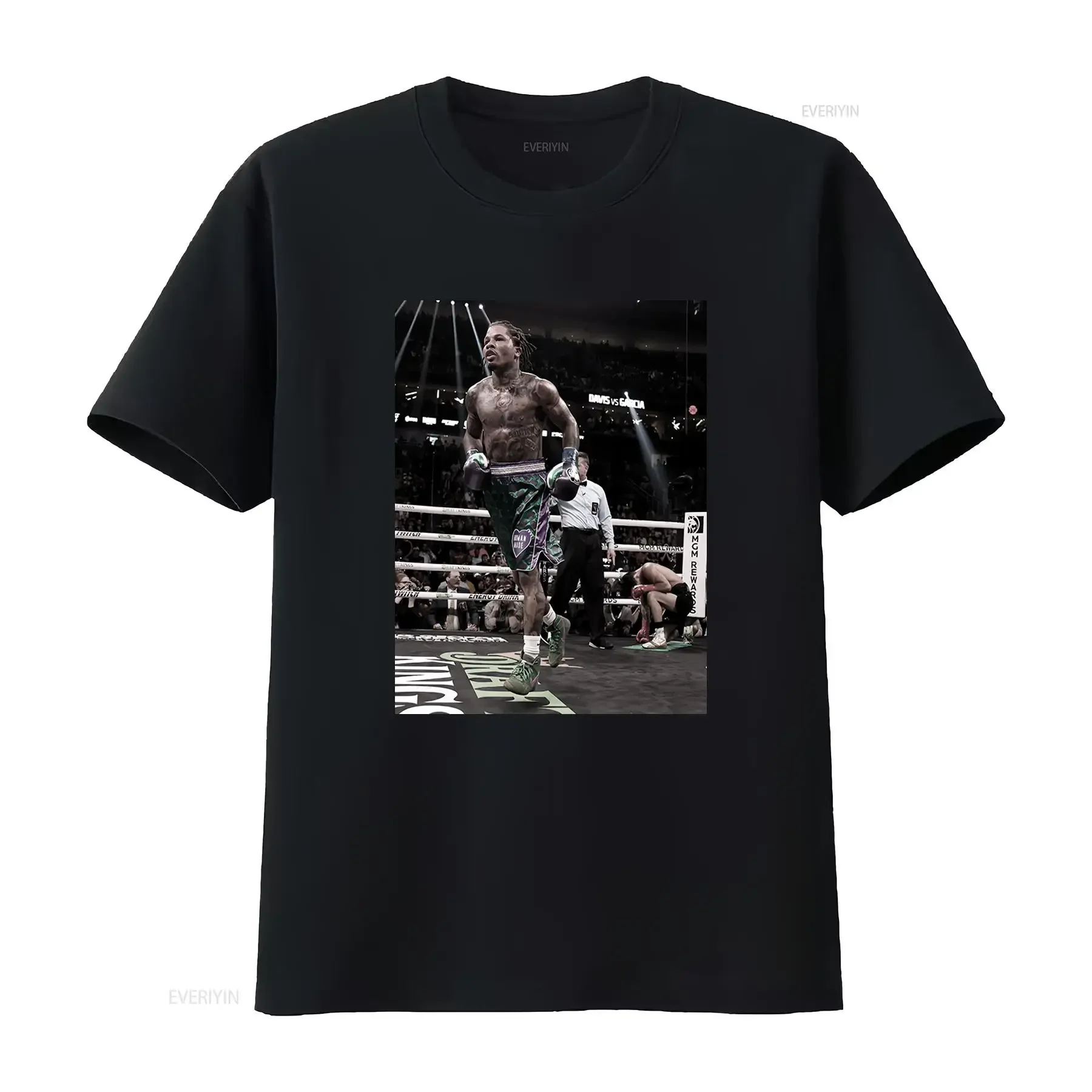 Tank Davis vs Ryan Garcia Camiseta de algodón pesado camiseta para fanáticos del boxeo y regalo vintage Lavado Versátil Ropa de diseñador informal Unisex
