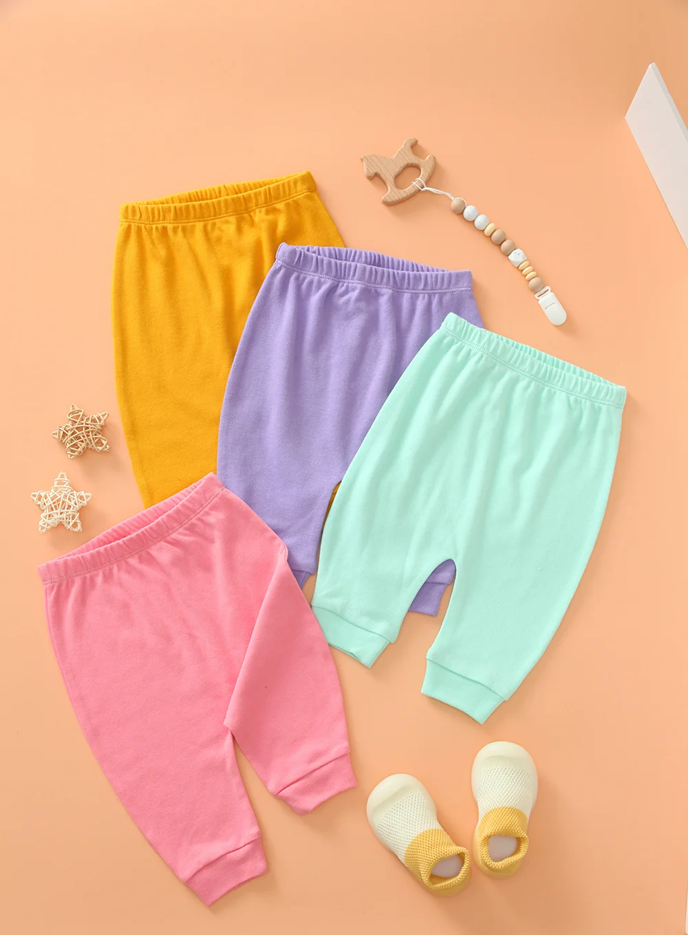 

Упаковка из 4 удобных штанов для маленьких мальчиков и девочек, леггинсы с подтяжками для младенцев, спортивные штаны унисекс для детей, мягкий хлопок