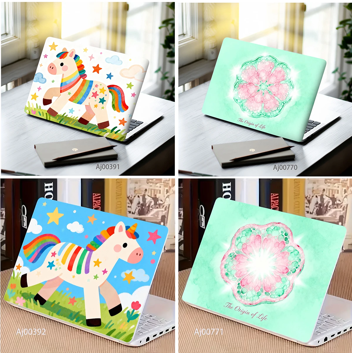 

Cartoon Unicorn Laptop Sticker, Removable Waterproof Decal, Cute Animal Pattern, Notebook Skin Cover Protector Decor