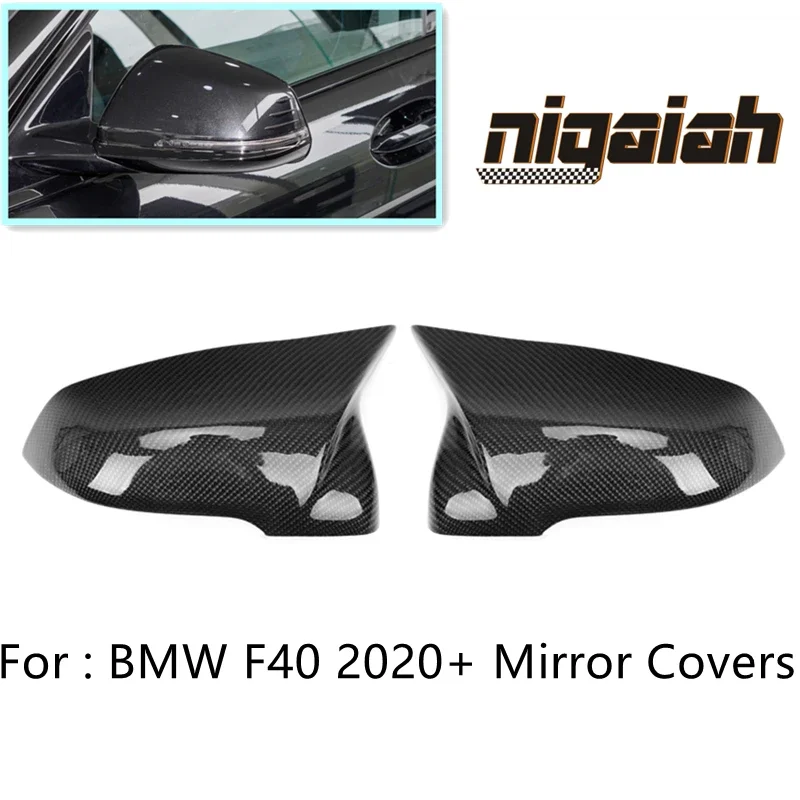 1 Pair Black Carbon Fiber Mirror Covers Caps for BMW F40 2020+ Side Mirror Cover Replace