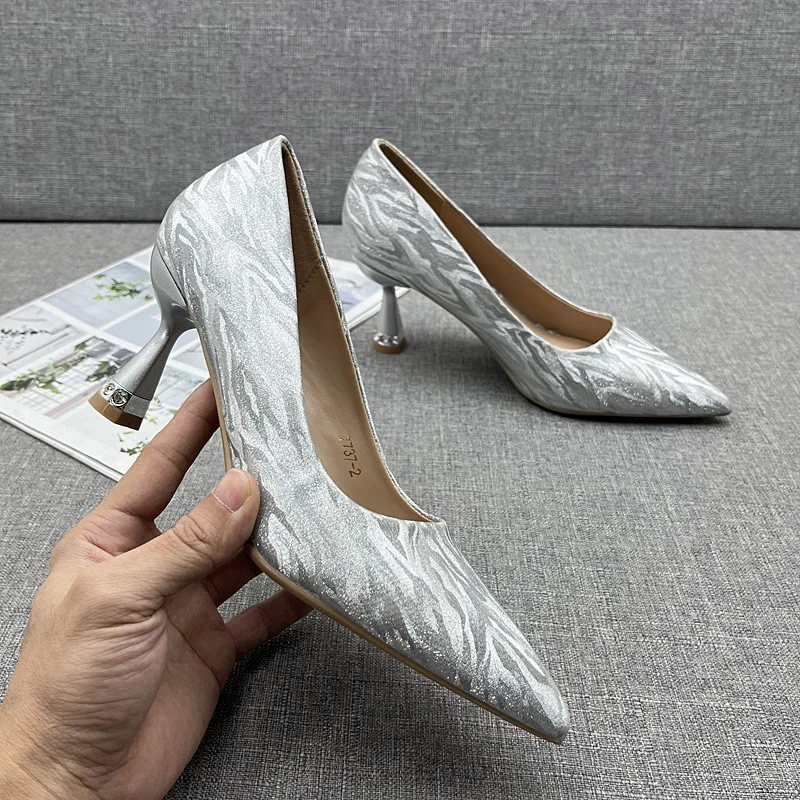 

Women's Shoes 2024 Autumn New Pointed Toe Shallow Mouth Bling High Heels Stiletto Single Shoes Fashion Party Women's High Heels