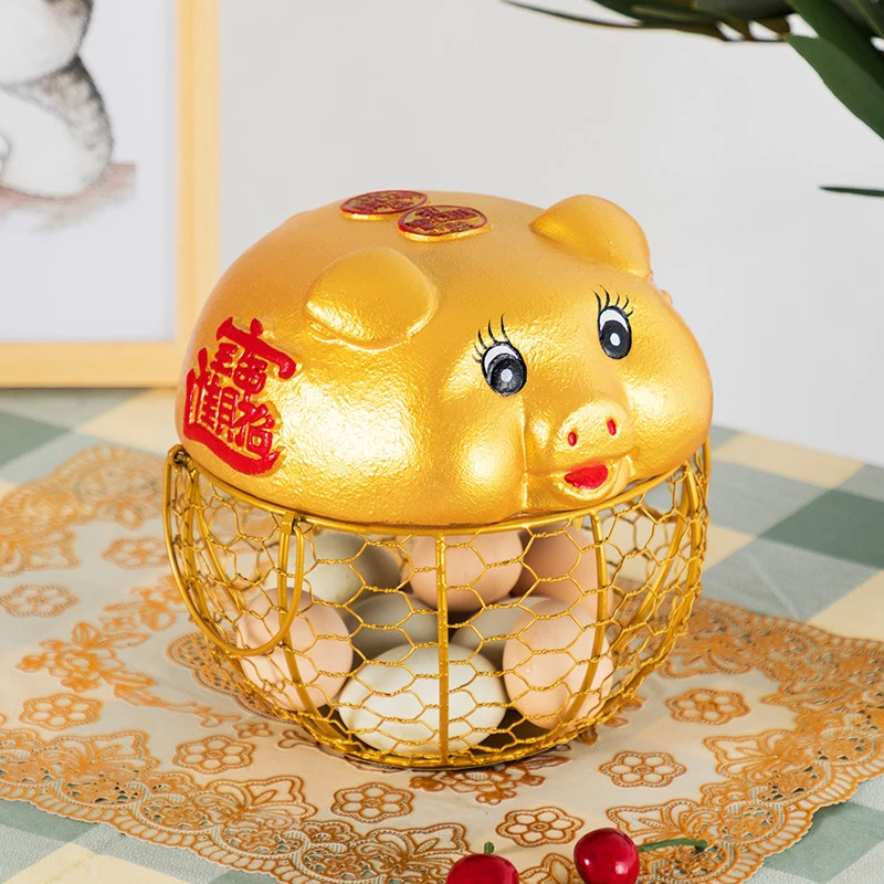 

Ceramic Decorative Storage Basket Living Room Ornament Creative Lucky Feng Shui Gift Business Opening Decoration Large Capacity