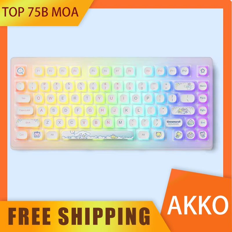 

Akko TOP 75B MOA Keyboard Wireless Bluetooth Hot Swap Cartoon Transparen Customized Gaming Mechanical Keyboard For Girl Office