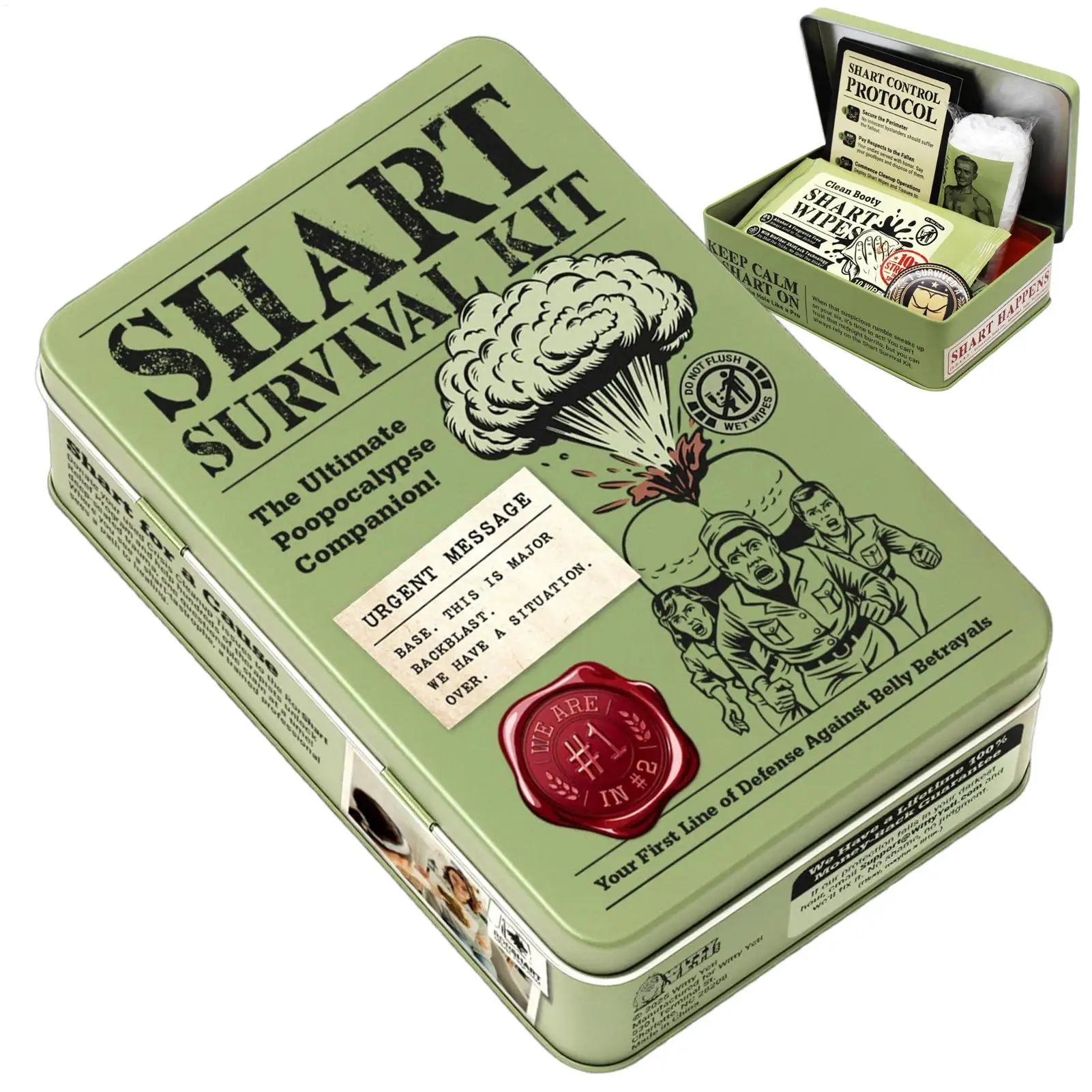 Fart Survival Set - Funny Prank Kit with Wet Wipes & Tissues, Novelty Gag Gift for Men, Family, Friends, Teenagers, April Fools