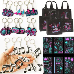 80s 90s Music Theme Party Supplies Include Bracelets Keychains Stickers Gift Non-Woven Bag Kids Birthday Party Supplies
