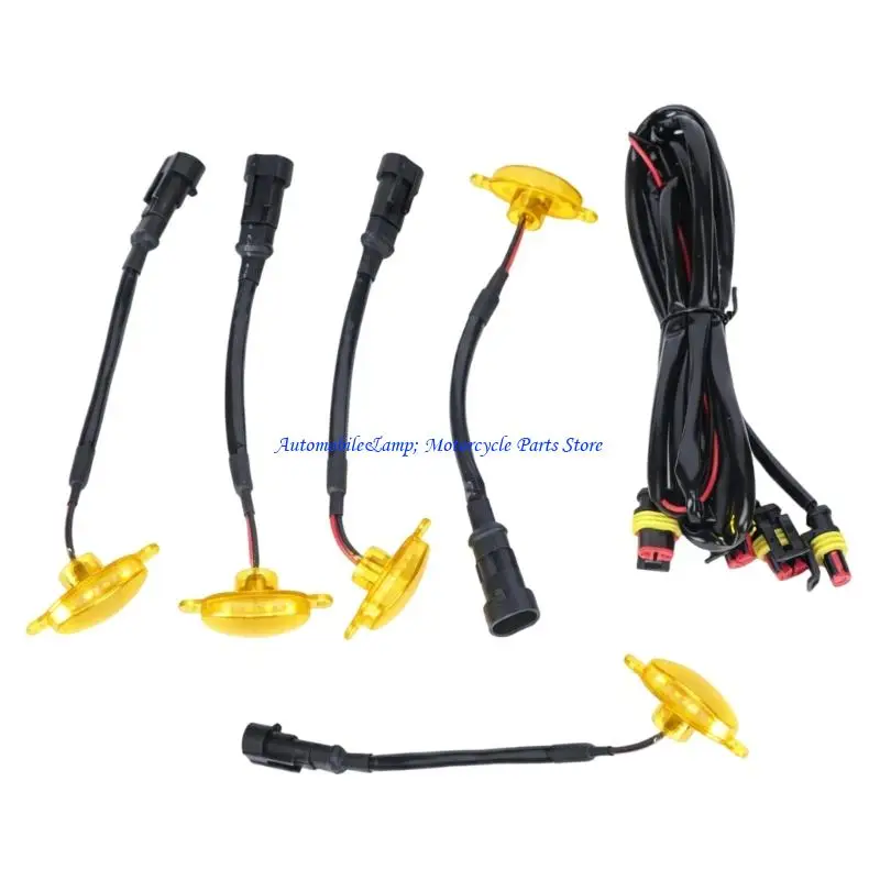 H7BD Front-End Running Light Set 12V 6W with Five LED Lamps and One-to-Five Harness for Pickup Grille Styling Projects