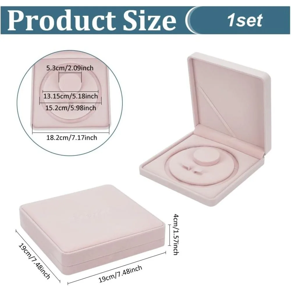 Jewelry Velvet Box 5.18 inch Inner Diameter with Fiberboard Square Pearl Necklace Earring Bracelet Gift Display Case Wedding