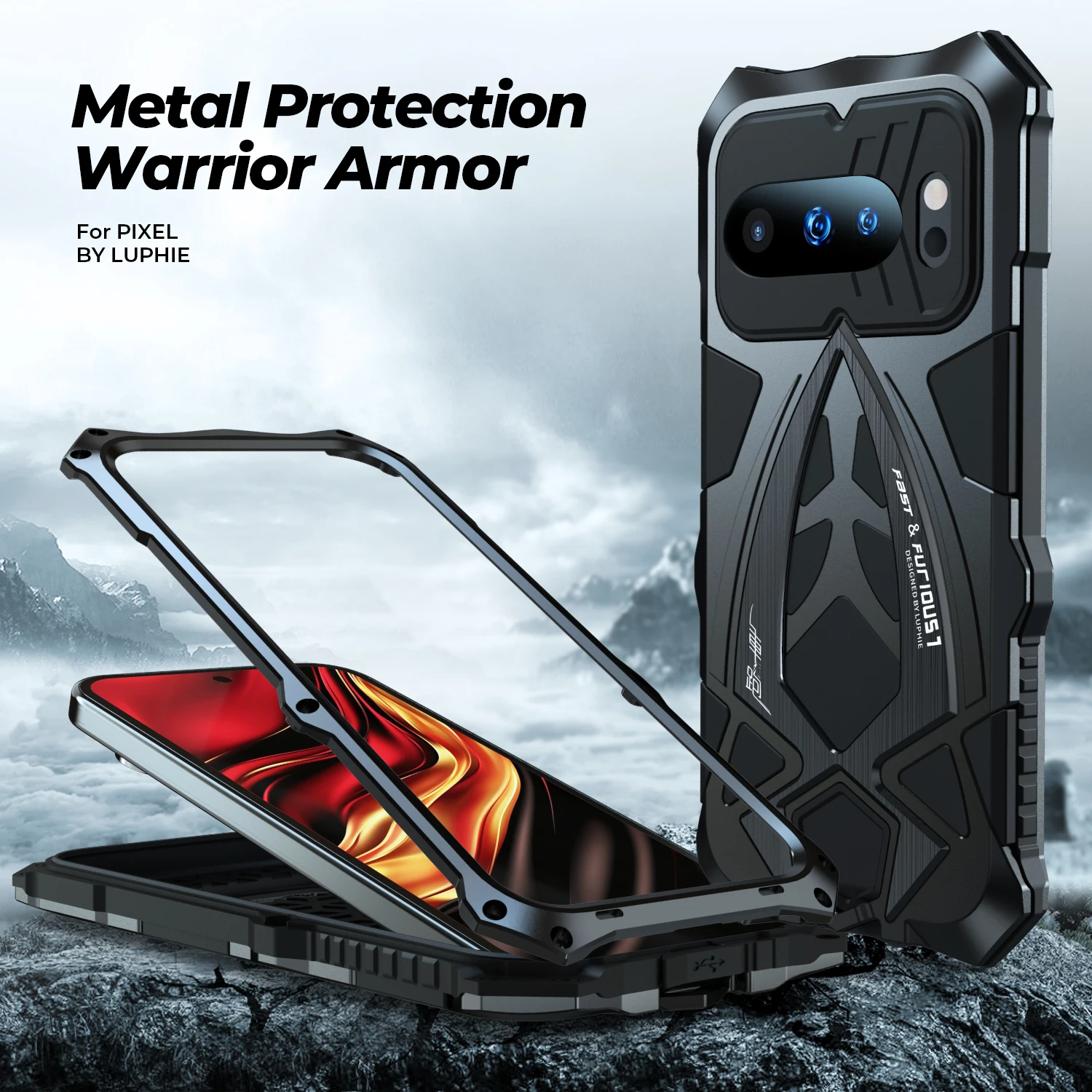 

Металлический защитный чехол LUPHIE Luxury Rosdster для Google Pixel 10/10 Pro Pixel 9/9 Pro, защита от падений военного класса, защитный чехол-накладка