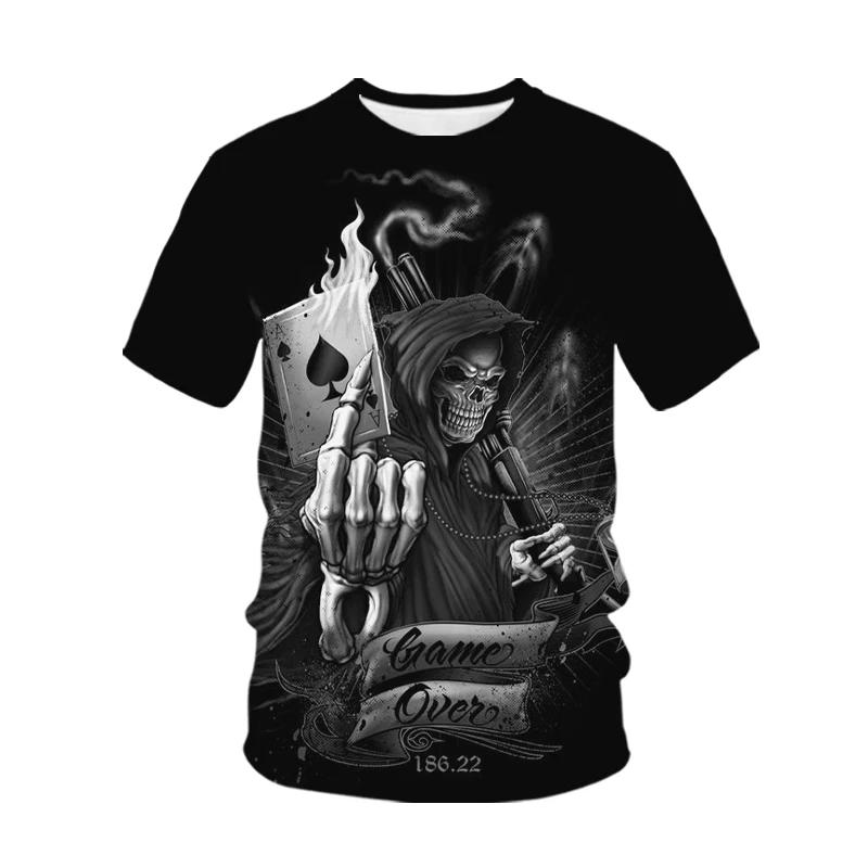 Summer Funny Skeleton 3D Print T-Shirts Streetwear Men Horror Fashion Harajuku Casual Oversized T Shirt Tees Tops Clothing