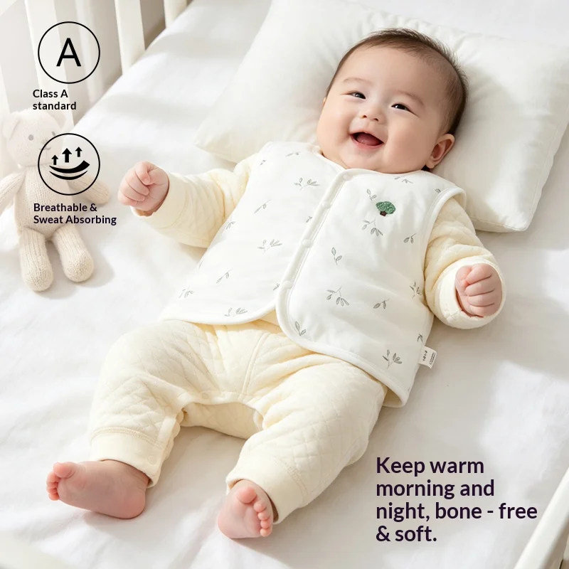 Baby 40g Thin-Quilted Cotton Gilet, Sleeveless Warm Layer, Soft Padded Vest for Boys & Girls, Fall/Winter