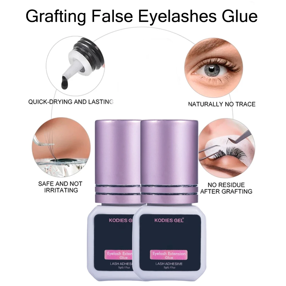 KODIES GEL 2 PCS/Set Eyelash Glue Strong Adhesive 5g 0.5 Second Dry Korea Eye Lash Glue Extension Supplies Semi Permanent Lift