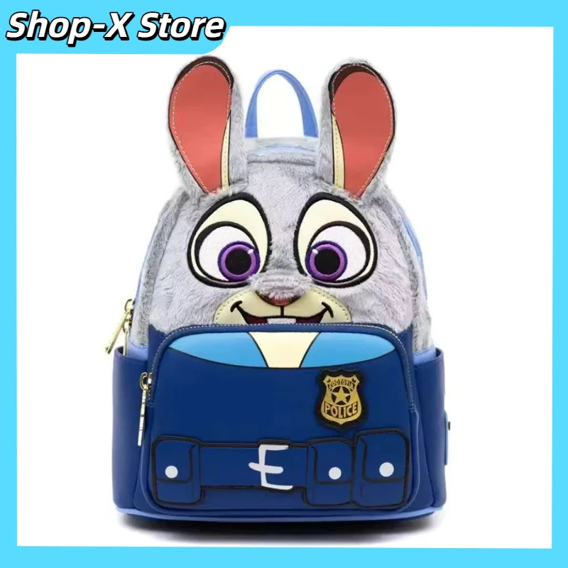 

Judy Rabbit Mini Backpack Furry Plush Cute Cartoon Image Design Animal Themed Double Shoulder Bag For Fans
