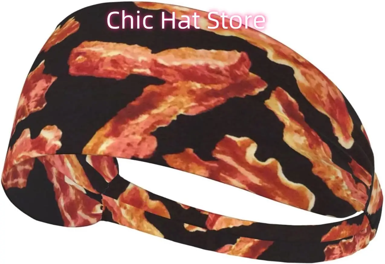 

Bacon Printing Workout Headbands Fashion Sports Sweatbands Yoga Hairbands for Fitness Athletic Non Slip