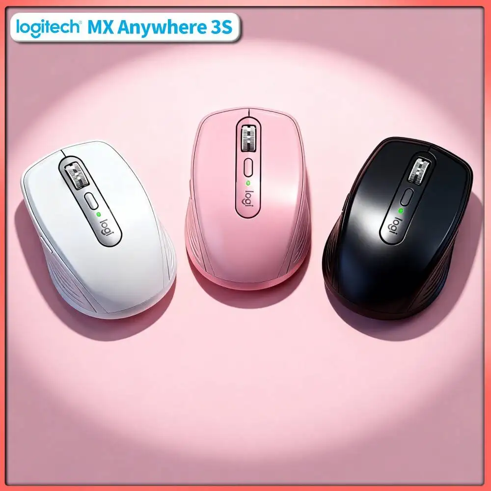 Ergonomic MX Anywhere 3S Mouse - 8K DPI, 3-Device Sync, Silent Click, Ideal for Book Shop Office Training Hall Work Space