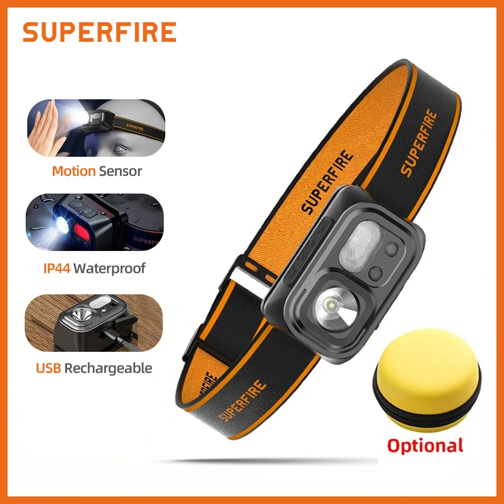 SUPERFIRE HL23 미니 LED 헤드램프, 매우 밝은 유도 헤드라이트, USB C 충전식 휴대용 헤드라이트, 캠핑 랜턴용  Best5