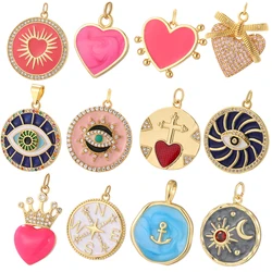 Heart Greek Eye Golden Color Pendant Charms for Diy Earrings Necklace Bracelet Evil Blue Eye Charms for Jewelry Making Supplies