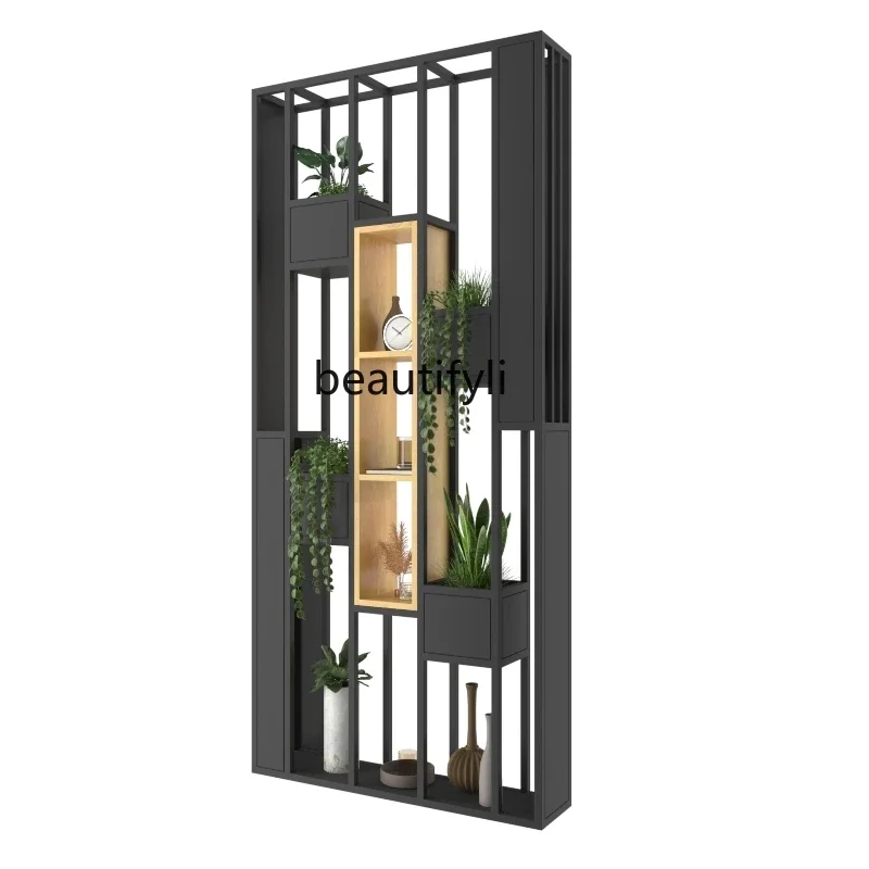 

LJYFloor-to-ceiling wrought iron living room, partition rack, entrance office, creative decorative screen