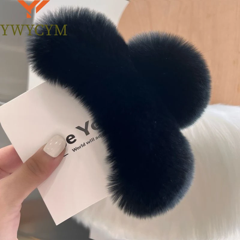 

New Hairpin Cute Plush Rex Rabbit Fur Hair Claw Women Elegant Temperament Real Rex Rabbit Fur Hairgrips Fashion Hair Accessories