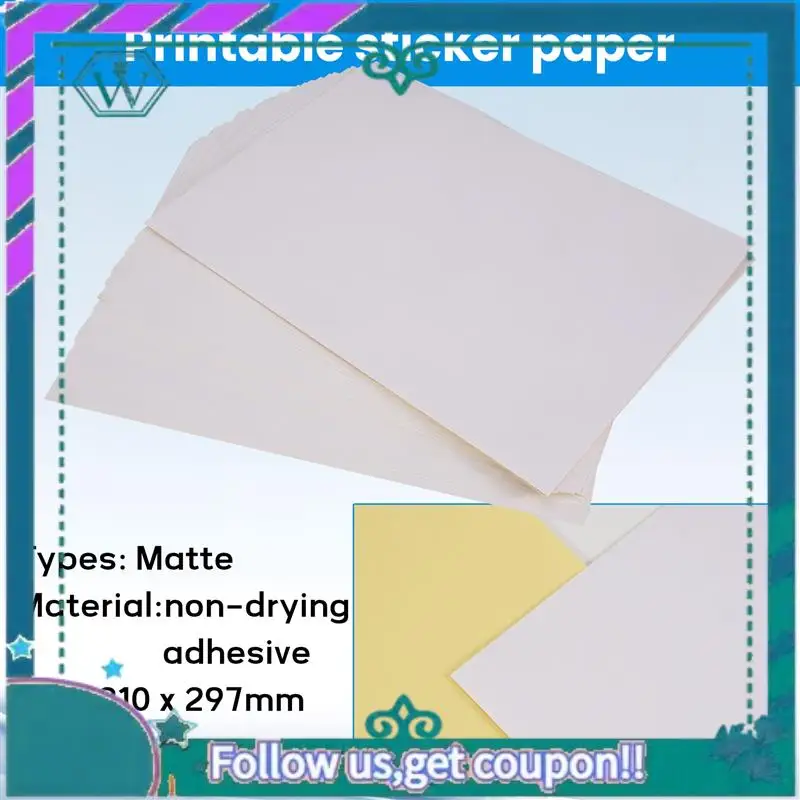 A75Q-50 Sheets A4 White Self Adhesive Waterproof Sticker Label Surface Paper For Lazer Inkjet Printer Copier