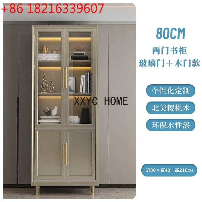 Light Luxury Bookcase Solid Wood Floor Bookshelf Combination Overall Bookcase Integrated Wall Bookcase Display