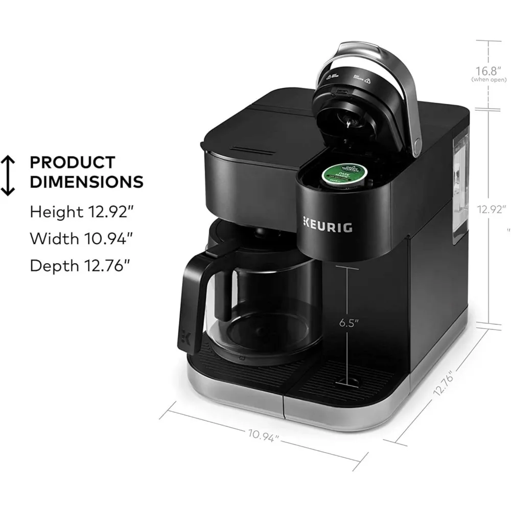 Cafeteira para porção única K-Duo, K-Cup Pod e Carafe, Preto, 1470 W