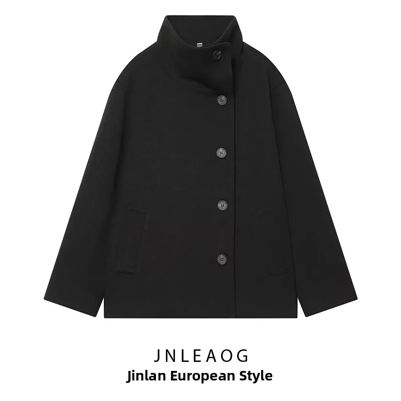 Fashionable Short Coat Jacket Women's Autumn New Style Versatile Design Sensation Polyester Fiber Long Sleeve Button Closure