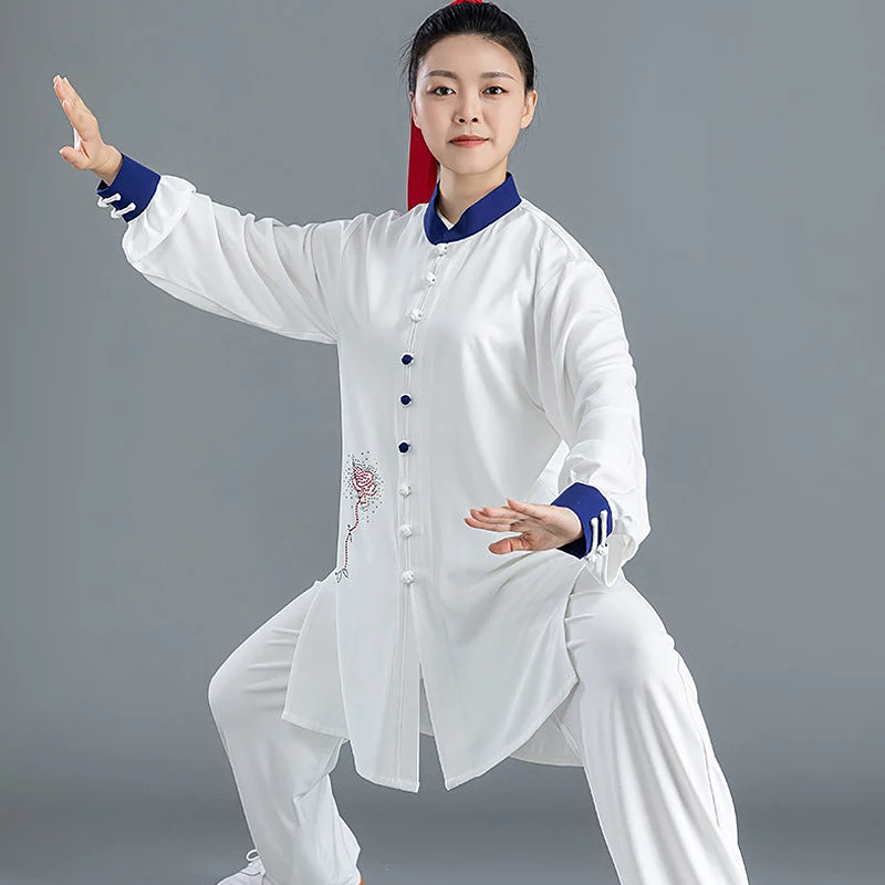Premium High-End Unisex Tai Chi Practice Uniform Spring/Autumn 2026 New Rhinestone Flowy Comfort Fit for Performance & Practice