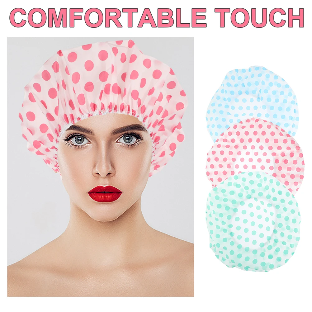 

6 Pcs Shower Cap Women Large Hair Peva Waterproof Green Long Hair Protective Non Irritating Daily Travel Bathing Hat