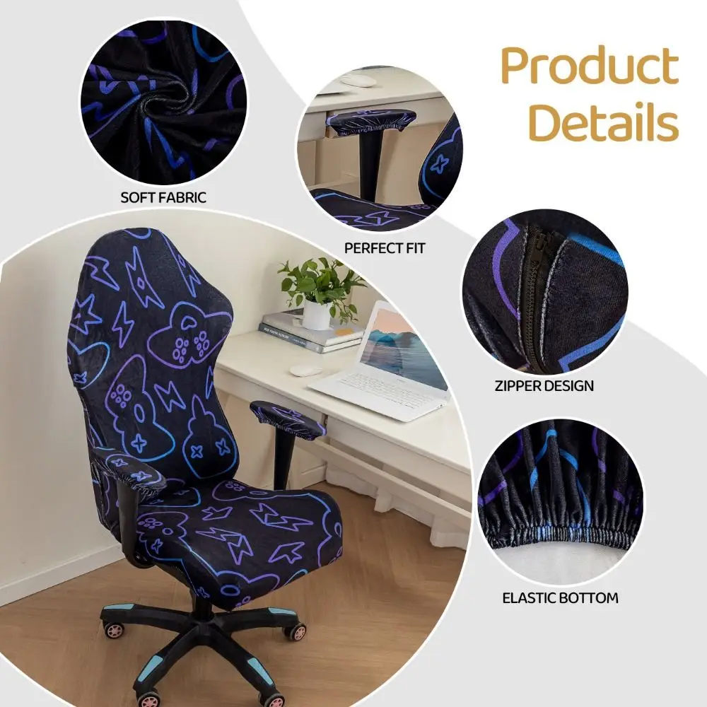 Samtfarbener Gaming-Stuhlbezug, weiche Elastizität, Spandex, Sessel-Schonbezüge, Computersitz, Stuhlbezüge, Stretch, drehbarer Lift