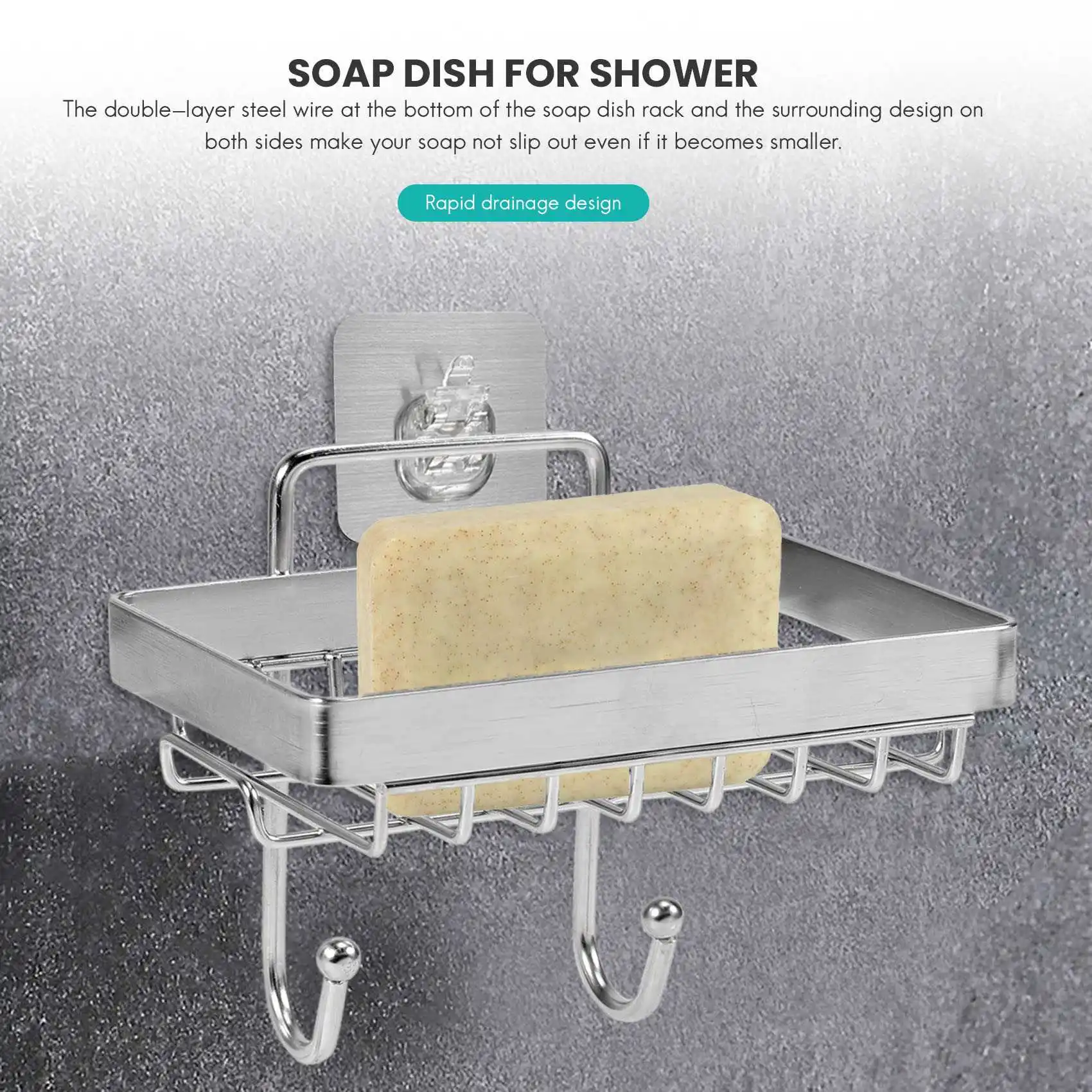 Soap Dish Holder for Bathroom with Sponge Hook,Bar Soap Holder stainless steel Soap Dish Holder
