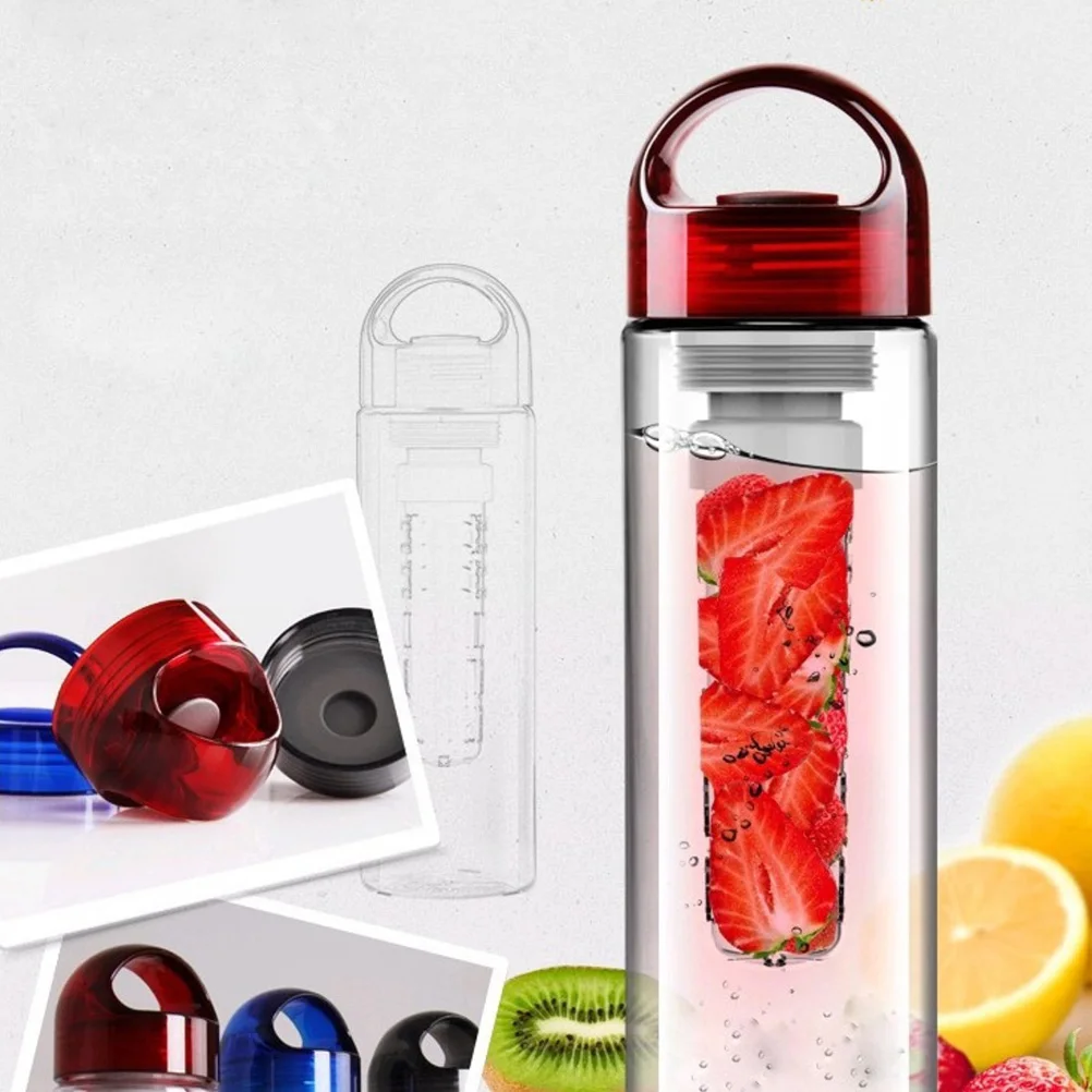 

750Ml Lemon Water Bottle Portable Fruit Juice Leakproof Drinking Cup Red for Travel Sports Gym Home Beach Hiking School