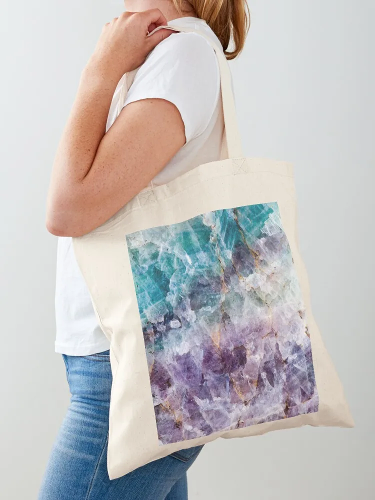 

Turquoise & Purple Quartz Crystal Tote Bag shopper bag women canvas tote bag university Women bags shopping cart bags