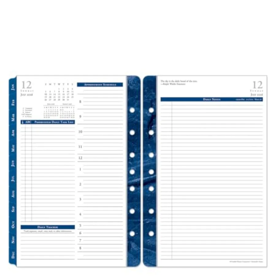 FranklinCovey Monticello RingBound Planner Refill Two Page Per Day Classic
