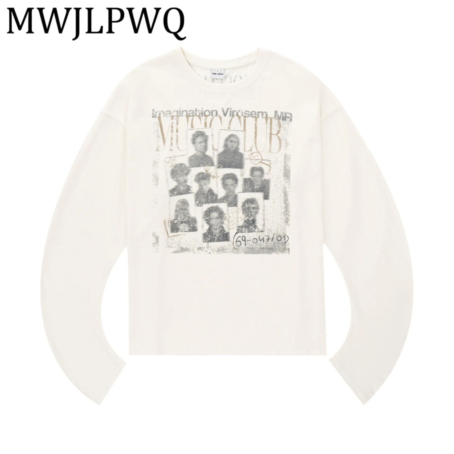 

MWJLPWQ модная мужская футболка с круглым воротником, американская уличная мода, свободные универсальные осенние топы с длинными рукавами, новинка весны 2024, 21504