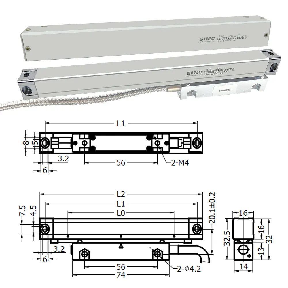 SINO KA200 TTL 5V 5um mini linear scale glass grating ruler electronic ruler milling machine lathe digital display DRO