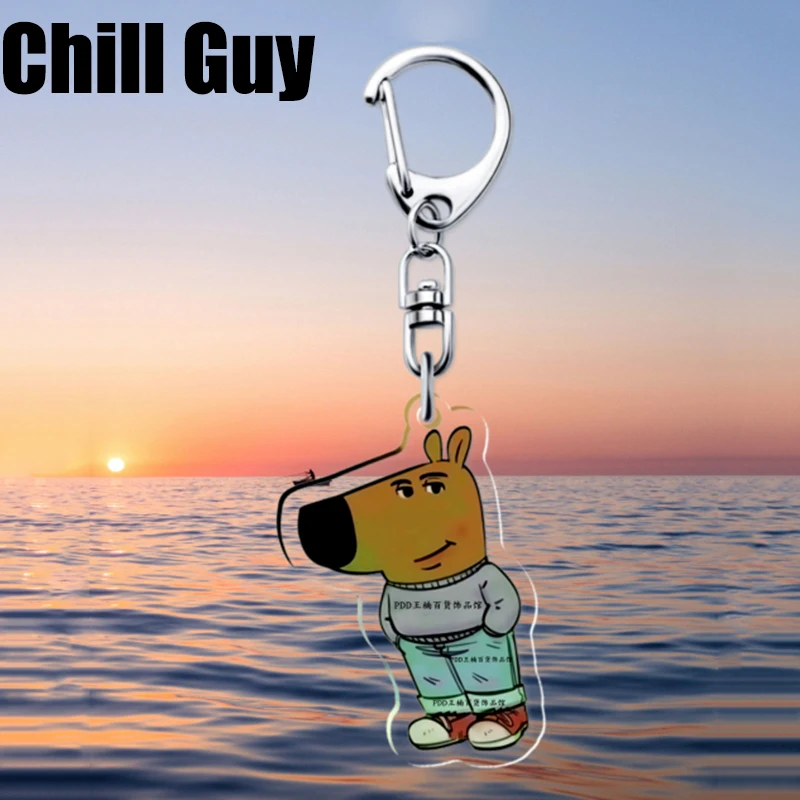 Anime Chill Guy Dog Cosplay Keychain Unisex Acrylic Keyring Key Chain Bag Pendant Accessories Prop Gift