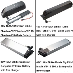 Elbike 36V 10Ah 48V 13Ah 16Ah Electric Bike Battery Gangstar ST Matrix Big Elite Phantom VIP 13 Twix Turbo R65 R75 Ebike Battery