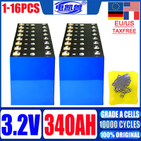 10000 cycles New 3.2V 340ah 320ah Lifepo4 battery DIY 12V 24V 48V RV 3C Grade A solar energy marine rechargeable battery No tax