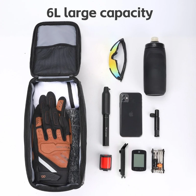 

6L Large Capacity Waterproof Bicycle Bag Storage Drawstring Back Frame Bag MTB Road Bicycle PVC Carrier Riding Equipment