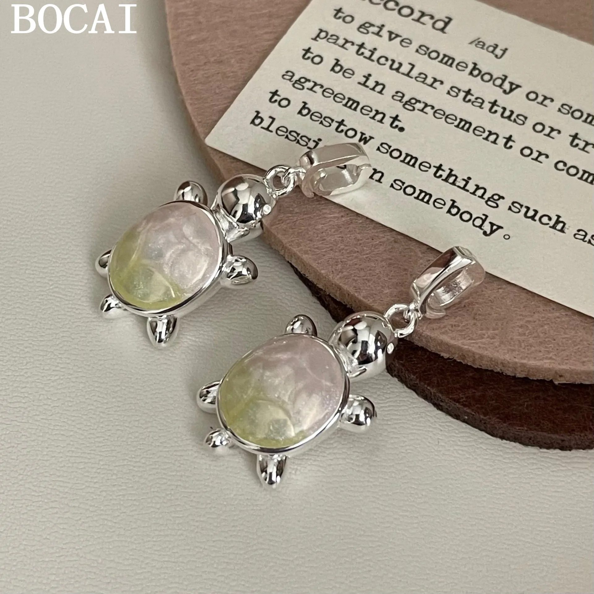 

BOCAI NEW S925 Серебряный модный нишевый красочный градиентный корпус, универсальная пряжка, подвеска в виде черепахи