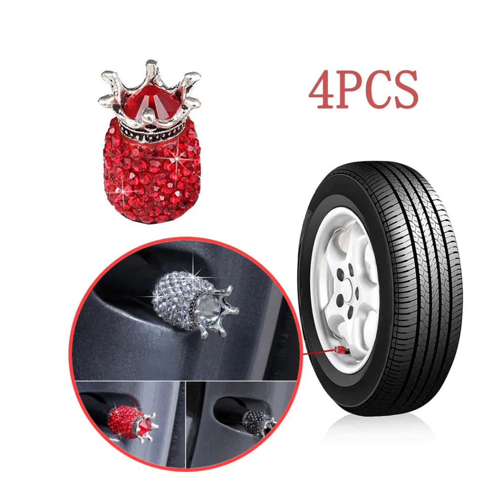 

4Pcs Car Tires Valves Tyre Stem Caps Car Wheel Tires Air Valve Airtight Cover Crown Caps Auto Motorcycle Bike Accessories