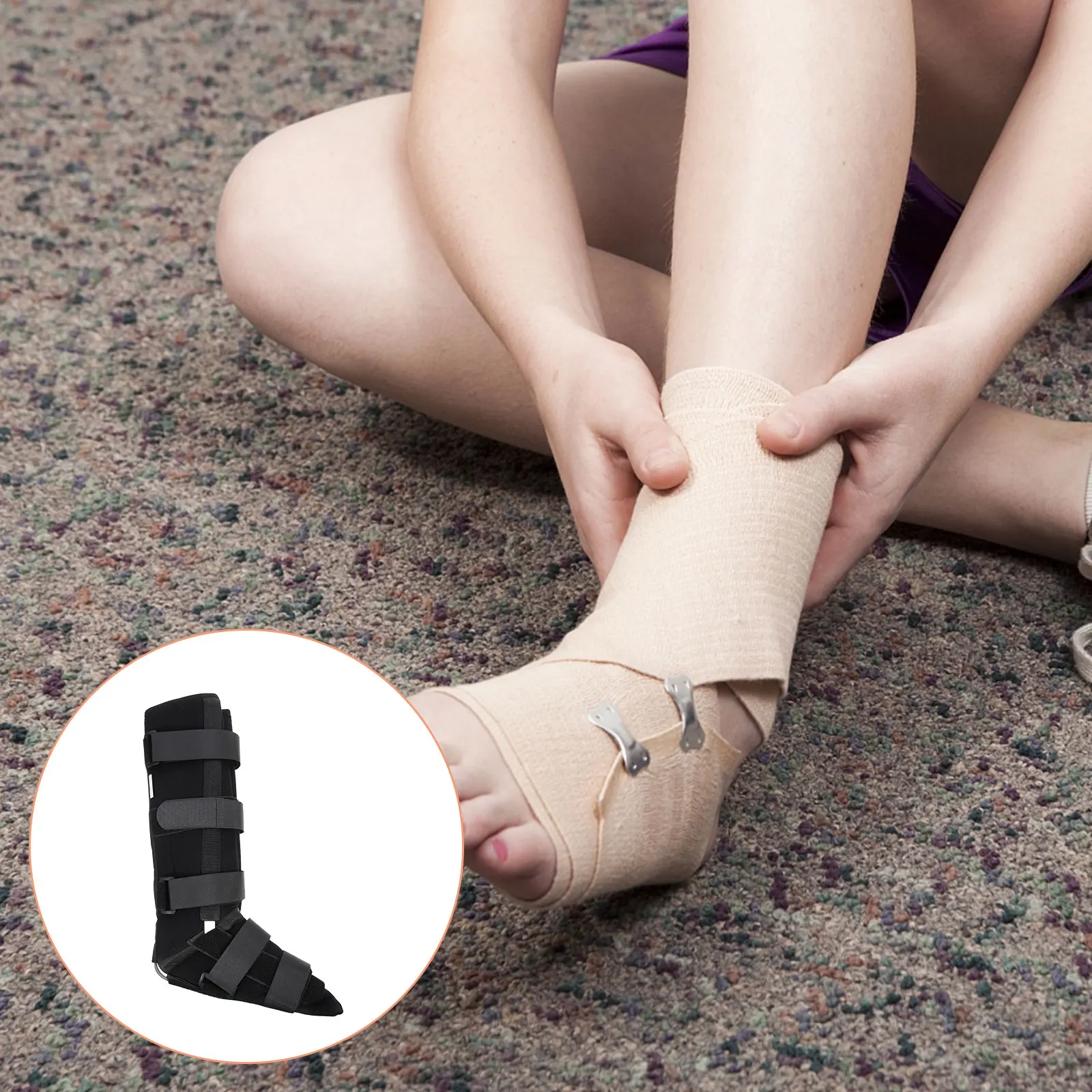 

Регулируемый фиксатор голеностопа для восстановления после растяжений, дышащий ортез для стопы, реабилитационный ботинок для ходьбы