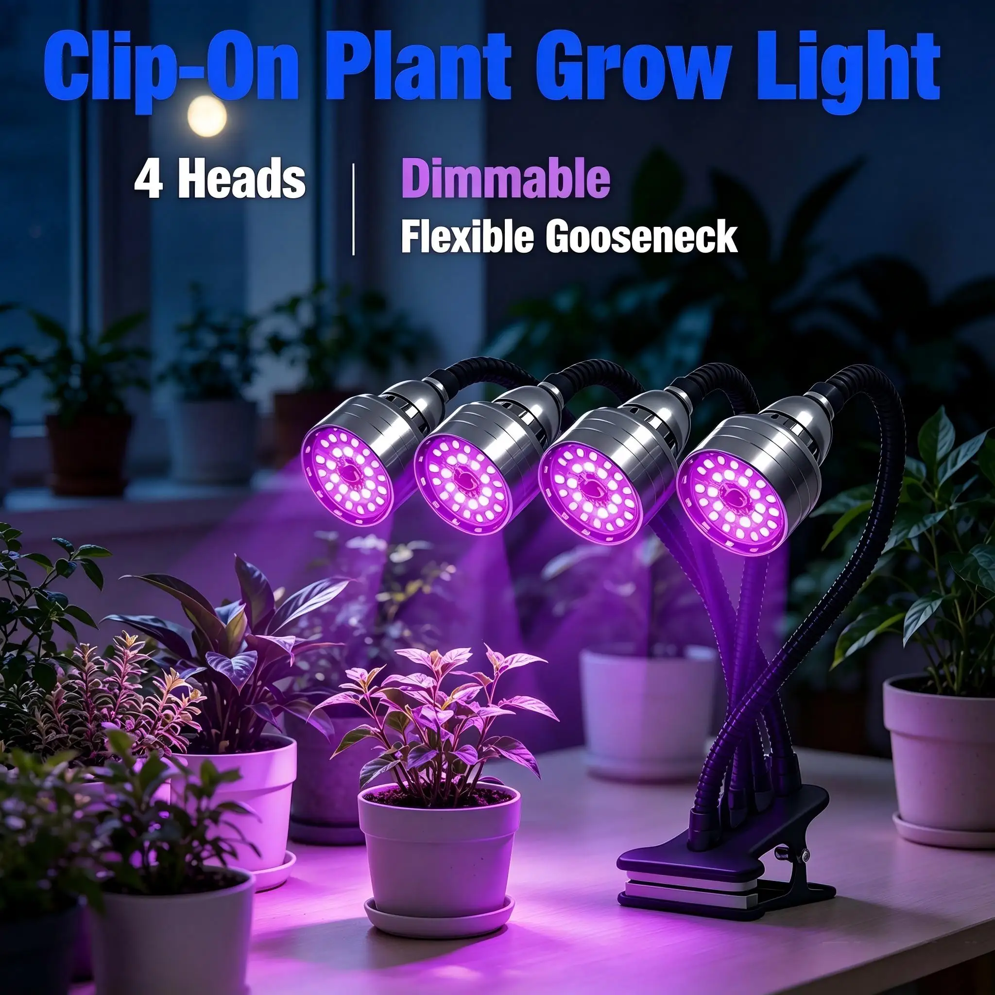 LED Full Spectrum Grow Light Clip-on Plants Lamp With Timing Auto On/Off Dimmable For Indoor Hydroponics Flower Succulent Potted
