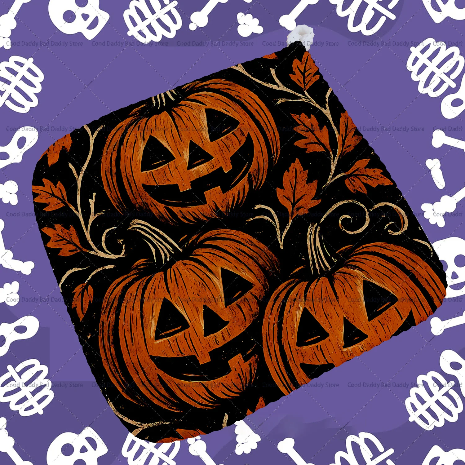 30×30cm Halloween Festival Hand Towel Spooky Pumpkin Print Absorbent Decorative Towels Multi-purpose Washcloth for Bathroom Gift