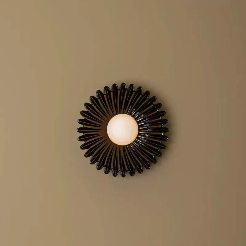 French Ceramic Sunflower Corridor LED Wall Light Modern Atmosphere for Bedroom Restaurant Counter Wall Lamp Bar Lamps Home Decor
