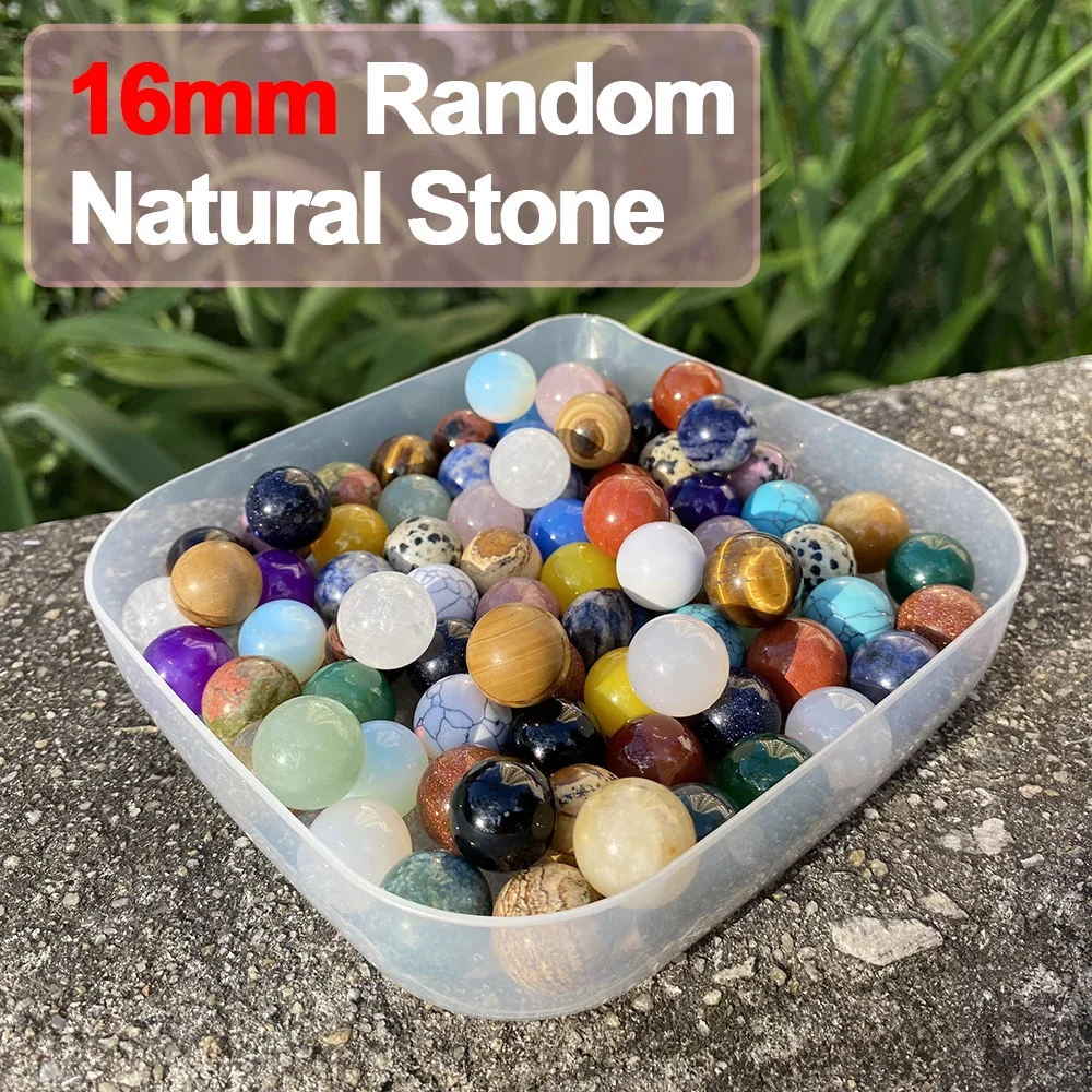 S100 Natural Mini Crystal Ball Round Bead 16mm Rare Marble Reiki Healing Quartz Amethyst Natural Agate Mineral Specimen