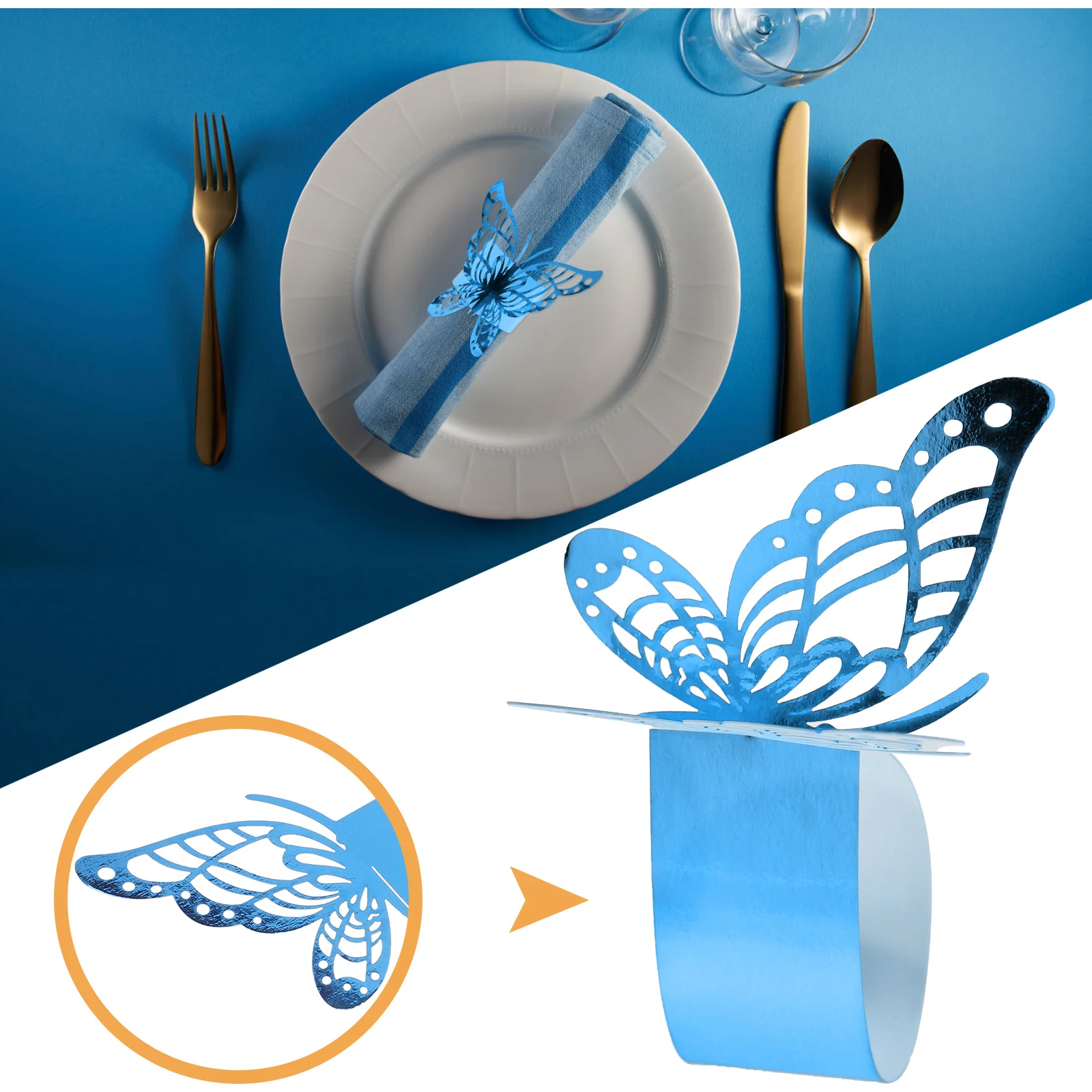 

50Pcs Butterflies Paper Napkin Rings Beautiful Versatile Table Decor for Wedding Engagement Birthday Festival Gatherings