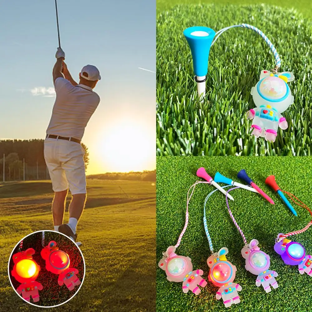 1 Stuk Golf T-Stukken Met Gloeiend Licht Schattige Cartoon Pop Golfaccessoires Bal Voorkomen Golftraining Verlies Houder Outdoor F7p7