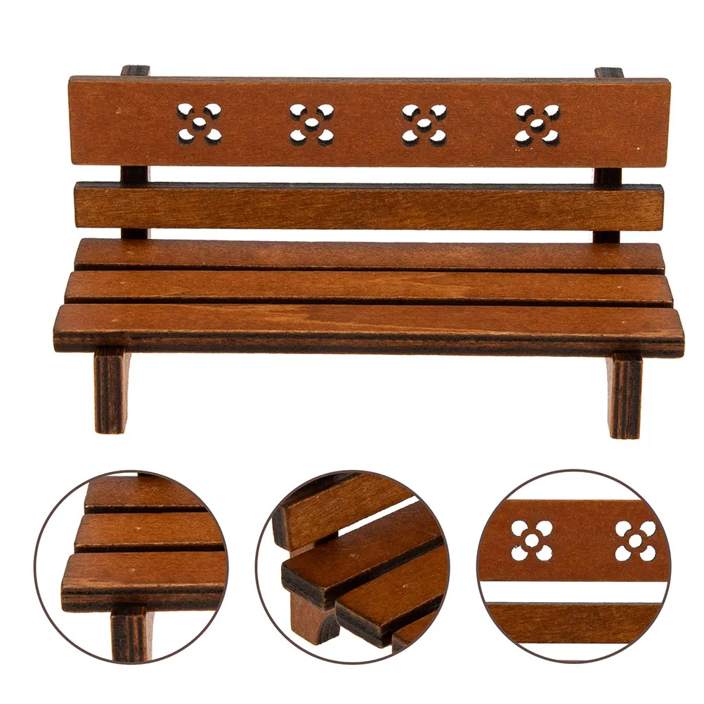 Ornements de banc de parc rétro, Mini bancs de maison de poupée, accessoire de modèle, meubles miniatures, accessoires de décoration miniatures