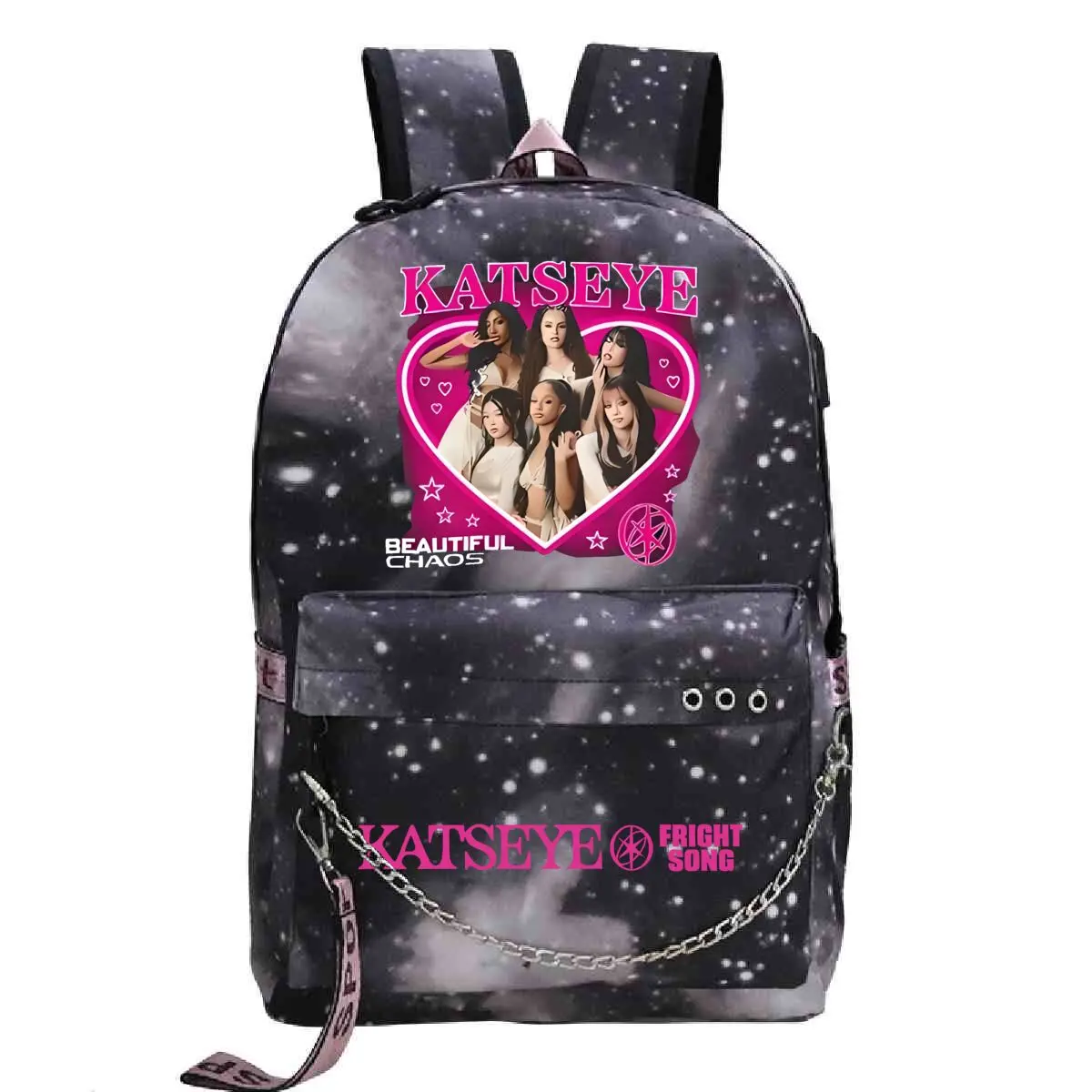 Hot Kpop Katseye Printed Personality Harajuku Backpack Girl School Bag Laptop Bag Women Men Travel Bag Daily Backpack